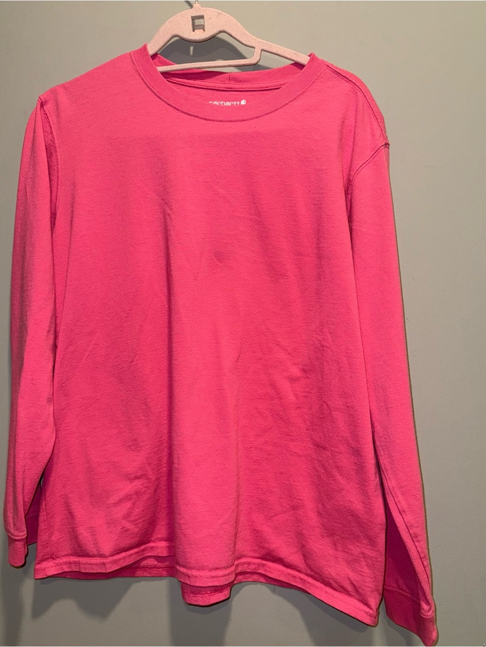 Carhartt Long-Sleeve Crewneck Tee in Hot Pink